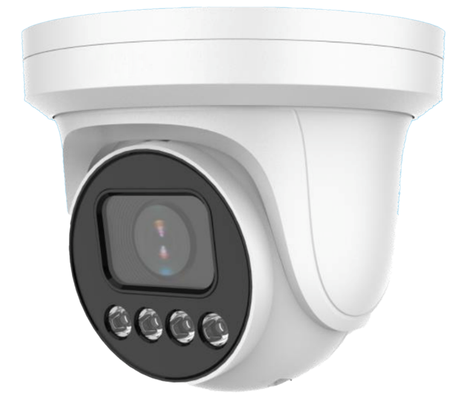 Eagle Eye Networks DT03 4MP Starlight turret camera with AI-ISP sensor, 2.8mm lens and warm-light LEDs.